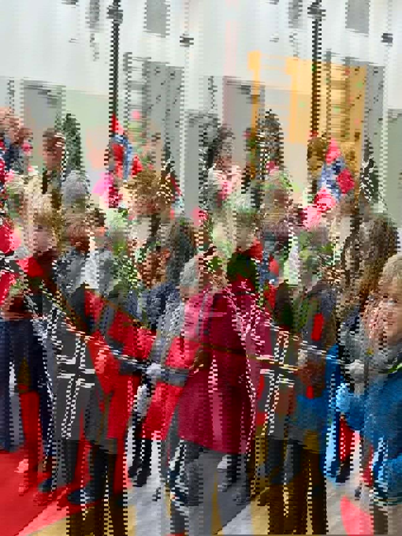 en gruppe barn som holder flagg