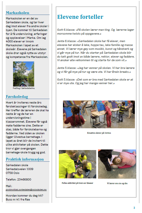 Bilde av tekst "elevene forteller"