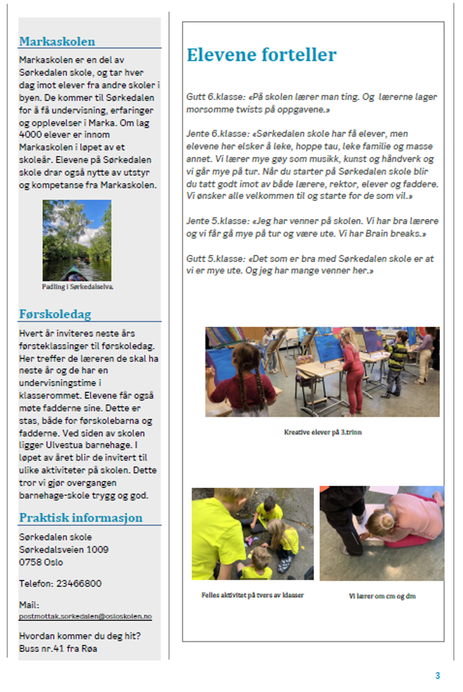 Bilde av tekst "elevene forteller"